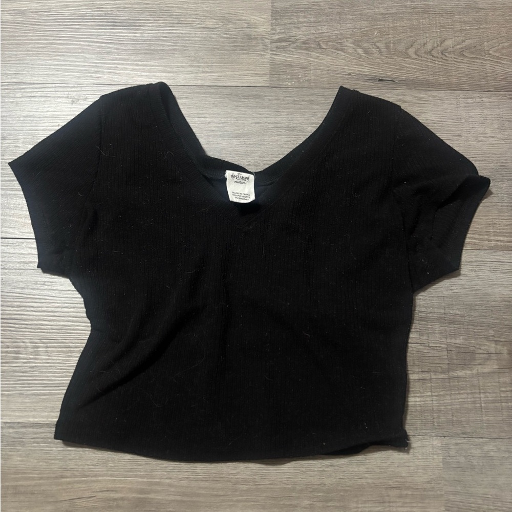 Stylish Black V-Neck Crop Top